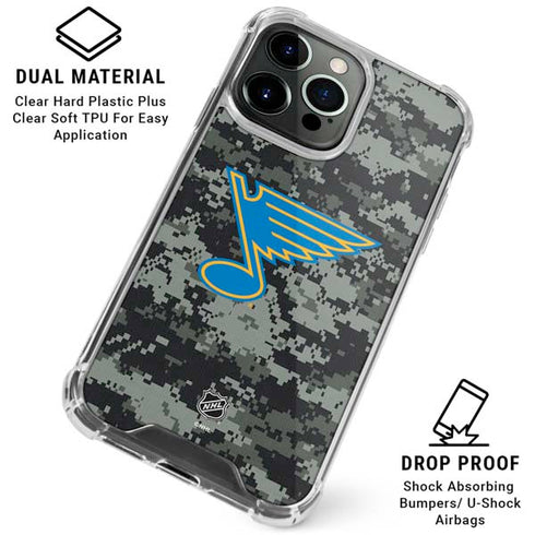 NHL St. Louis Blues Camo iPhone 16 Pro Max Clear Case